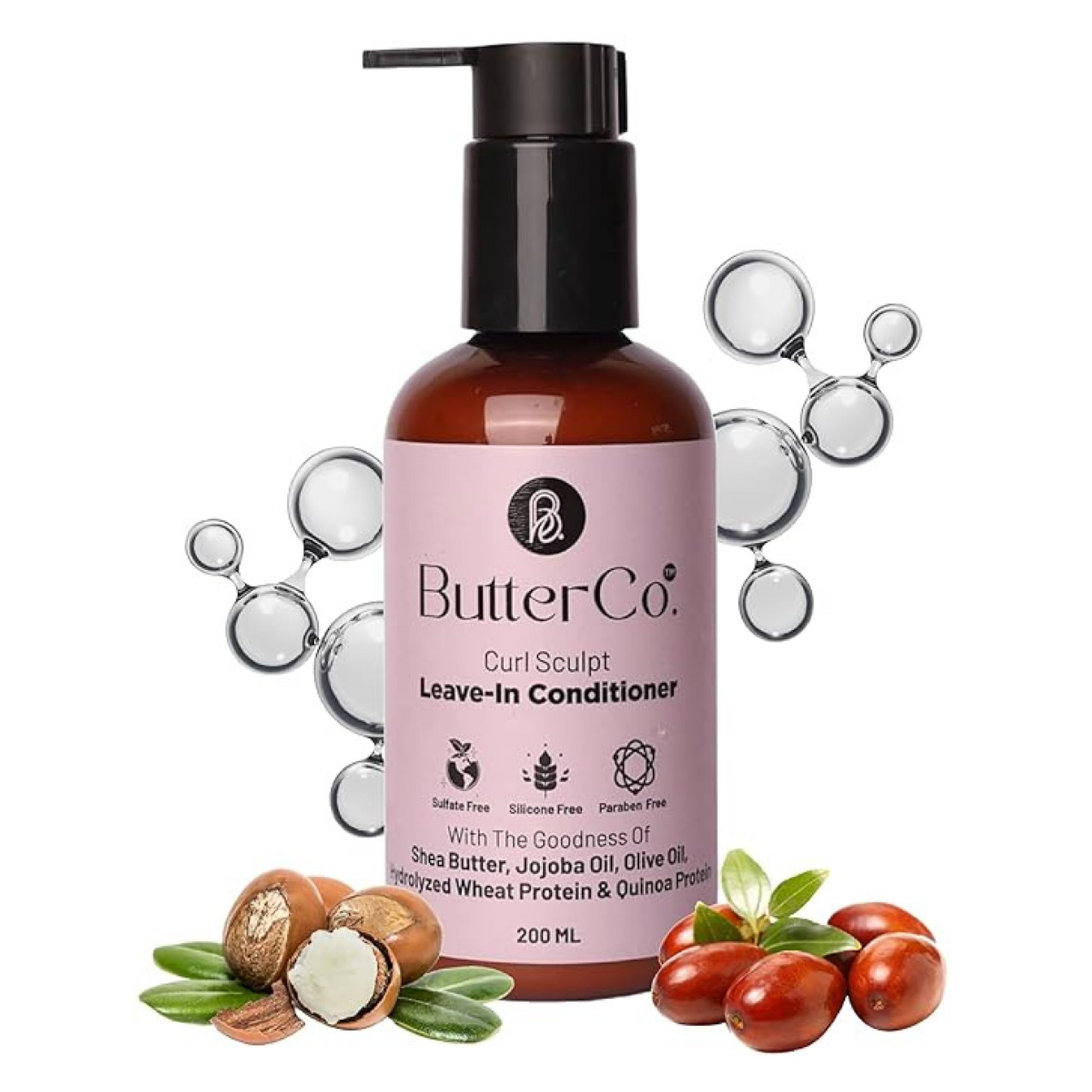 Curl Sculpt Leave-In Conditioner 200ml - Frizz Control for Curly & Wavy Hair, with Shea Butter, Jojoba, Aloe